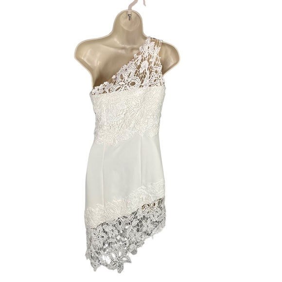 Lovers + Friends | NWT Yazmin Lace One Shoulder Mini Dress in Ivory Size XS - Picture 6 of 10